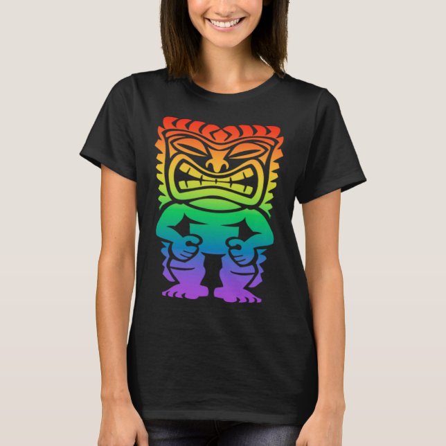 T-shirt Rainbow Lono Hawaii Tiki Dieu Polynésien Tribal H (Devant)