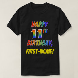 T-shirt Rainbow Look HAPPY 11E ANNIVERSAIRE + Nom personna
