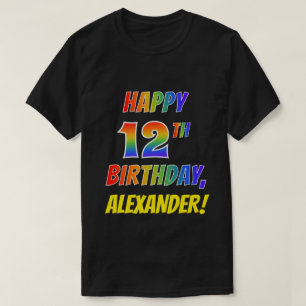 T-shirt Rainbow Look HAPPY 12E ANNIVERSAIRE + Nom personna