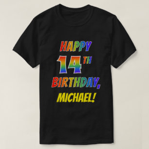 T-shirt Rainbow Look HAPPY 14E ANNIVERSAIRE + Nom personna