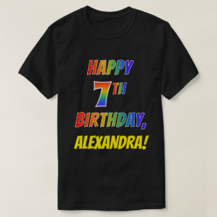 T-shirt Rainbow Look HAPPY 7E ANNIVERSAIRE + Nom personnal