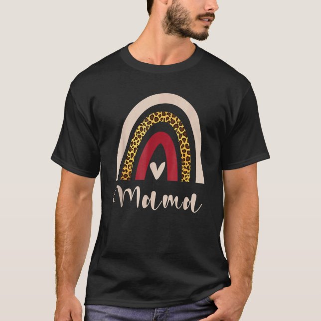 T-shirt Rainbow Mama Leopard Boho Style (Devant)