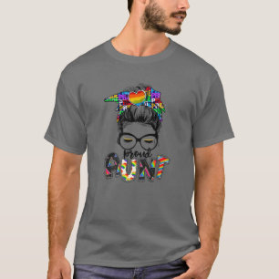 T-shirt Rainbow Messy Bun Fier Tante Gay