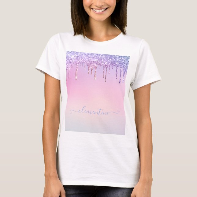 T-shirt Rainbow parties scintillant scintillement script g (Devant)