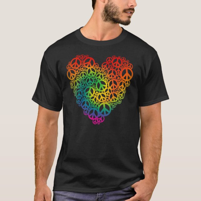 T-shirt Rainbow Peace Heart (Devant)