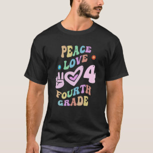 T-shirt Rainbow Peace Love QUATRIÈME GRADE Rétro 4ème Gr L