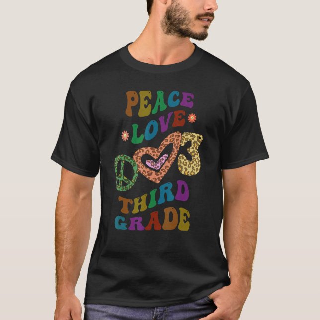 T-shirt Rainbow PEACE LOVE TROISIÈME GRADE Empreinte de lé (Devant)