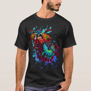 T-shirt Rainbow Peacock Mantis Shrimp Blue Splash