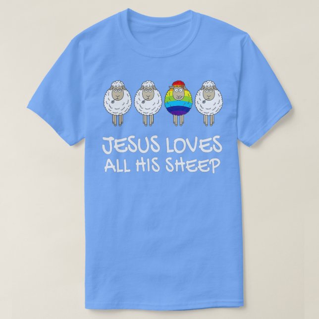 T-shirt Rainbow Pride Gay Christian LGBTQ+ Jésus aime tout (Design devant)