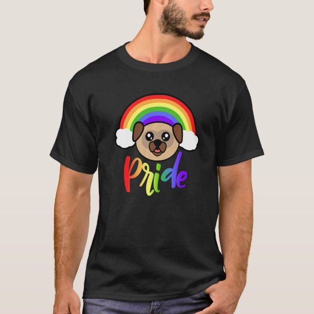 T-shirt Rainbow Pride Pug Cute LGBTQ Rainbow Pug   (Devant)