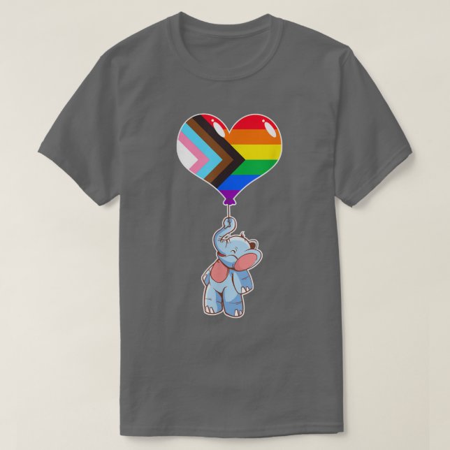 T-shirt Rainbow Progress Elephant Identité sexuelle Nonbin (Design devant)