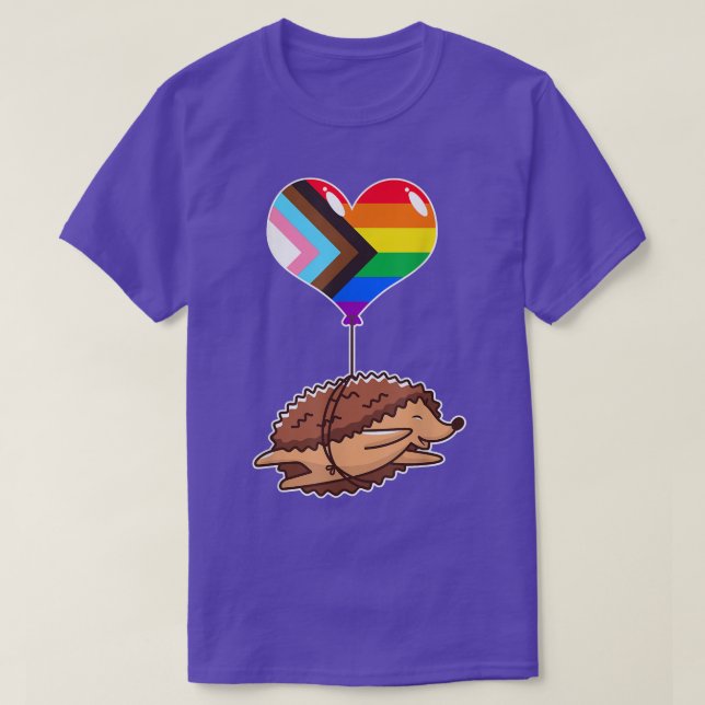 T-shirt Rainbow Progress Hedgehog seudo Nonbina (Design devant)