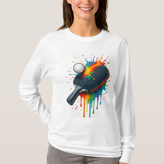 T-shirt Rainbow Splash Table Tennis – Vibrant Paddle Power (Devant)