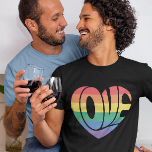 T-shirt Rainbow Striped Love Gay pride de coeur