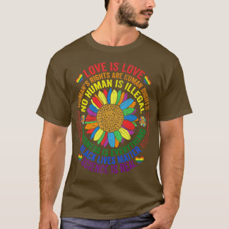 T-shirt Rainbow Sunflower Love Is Love LGBT Science Is Rea