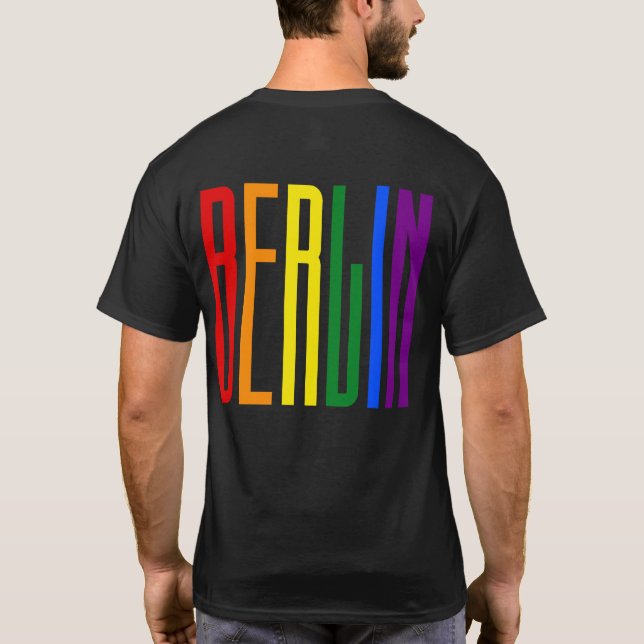 T-shirt Rainbow Text LGBT Berlin Gay pride LGBTQ CSD (Dos)