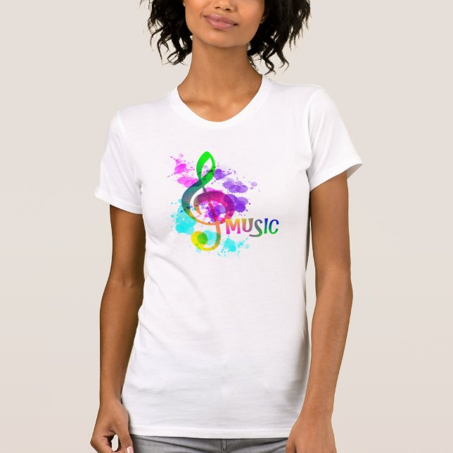 T-shirt Rainbow Treble Clef Music Thème (Devant)