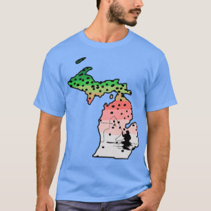 T-shirt Rainbow Trump Fly Fish Michigan State Map Fly Fish
