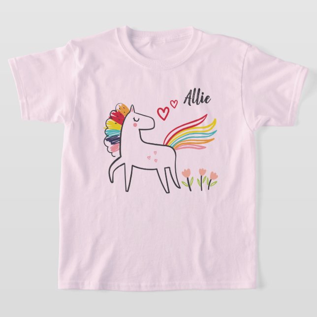 T-shirt Rainbow Unicorn Love Custom Name (Poser)