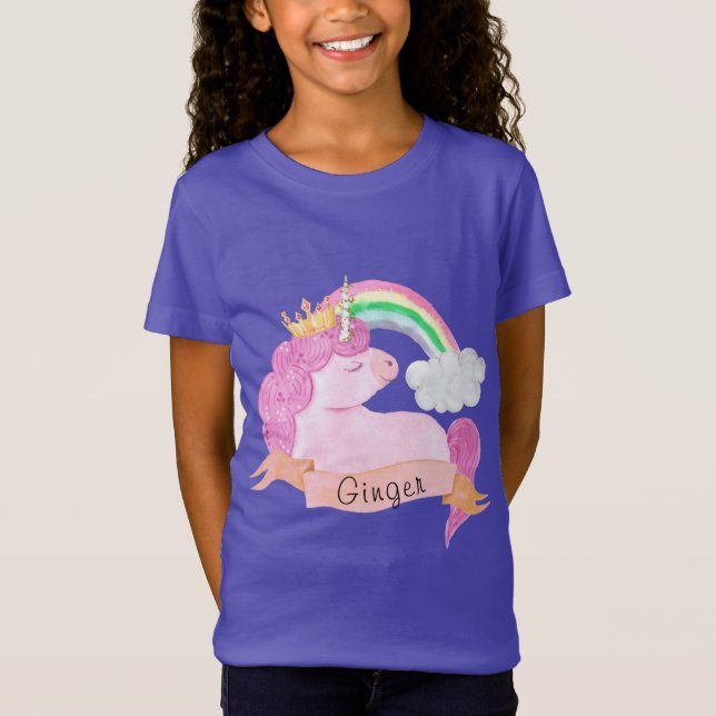 T-Shirt 🌈 Rainbow Unicorn Nom personnalisé  (Devant)