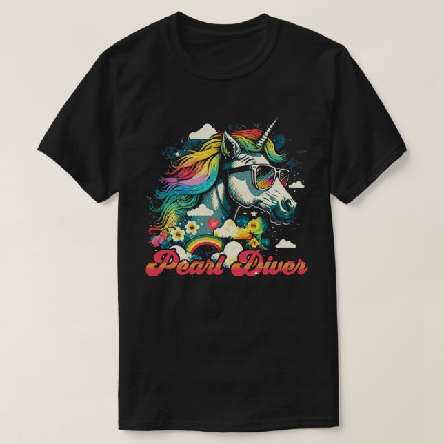 T-shirt Rainbow Unicorn Pearl Diver (Design devant)