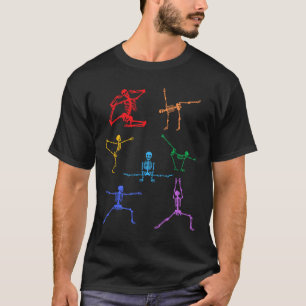 T-shirt Rainbow Yoga Skeleton Exercice Bone Halloween Part