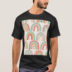T-shirt Rainbows scandinave : Motif d'art naïf.