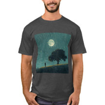 Rainy Solitude – Lonely Person & Tree Illustration