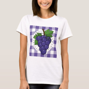 T-shirt Raisins sur Plaid violet blanc