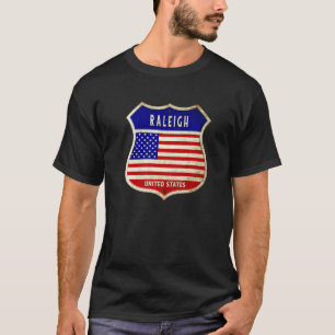 T-shirt Raleigh America Armoiries Drapeaux Ville De North 