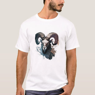 T-shirt Ram Portrait Animal Peinture Faune Extérieur Art