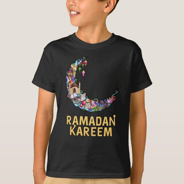 T-shirt Ramadan Kareem Moubarak sur la lune de jeûne (Devant)