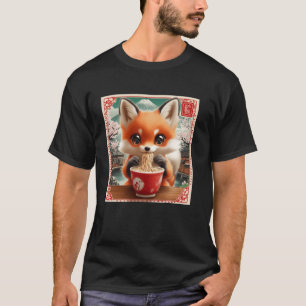 T-shirt Rame aux nouilles Floral Japonaise Mt. Fuji Renard