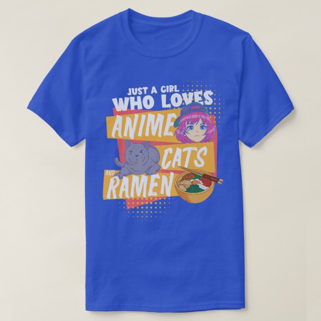 T-shirt Ramen Aime Juste Une Fille Qui Aime Les Chats Anim (Design devant)