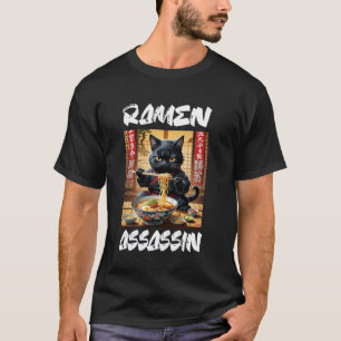 T-shirt Ramen Assassin Black Cat Drôle Ramen Japonais Noui