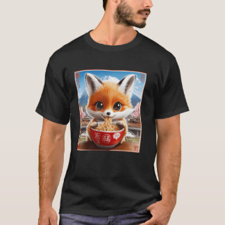 T-shirt Ramen au renard mignon et aux nouilles du mont Fuj