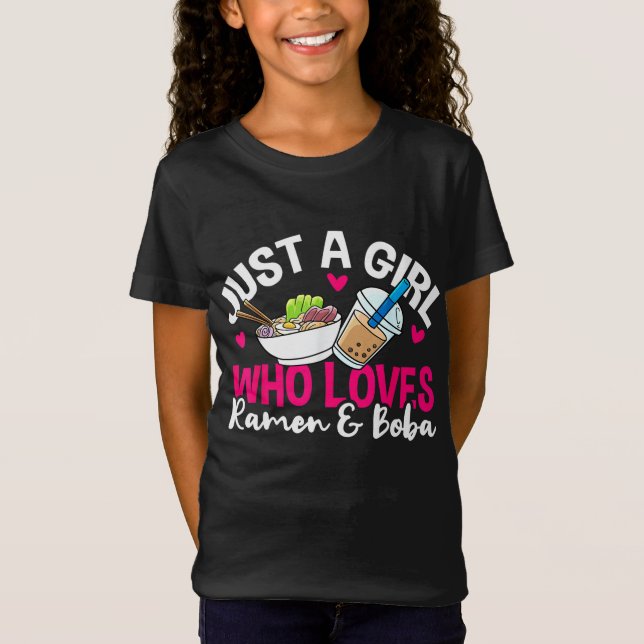 T-Shirt Ramen Boba Bubble Tea Kawaii Anime Girl (Devant)