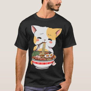 T-shirt Ramen Cat Anime Bowl Kawaii Neko Japonais Kids Gir