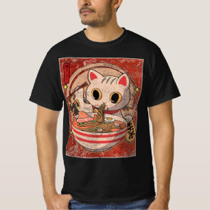 T-shirt Ramen Cat Kawaii Anime Japonais Alimentation Gift 