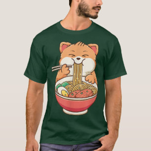 T-shirt Ramen Cat Kawaii Anime Japonaise Nourriture Filles