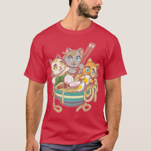 T-shirt Ramen Cat Kawaii Fan Anime Japonais Nouilles Asie 