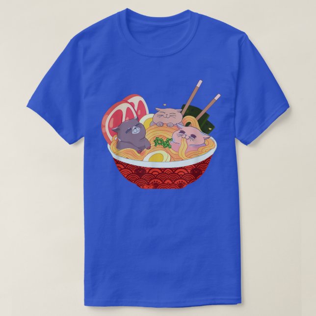 T-shirt Ramen Cat Kawaii Neko Anime Cats Japanese Noodles  (Design devant)
