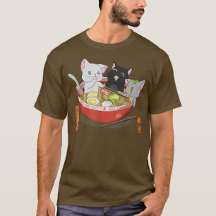 T-shirt ramen cat kawaii neko anime chats nouilles japonai