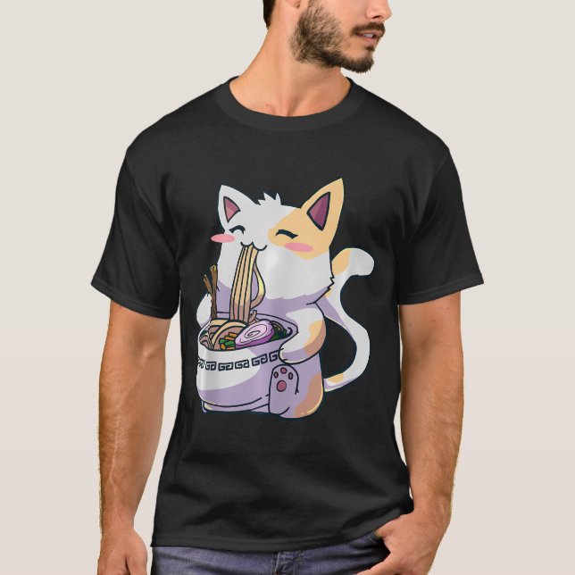 T-shirt Ramen Cat Kawaii Neko Anime mignon cadeau japonais (Devant)