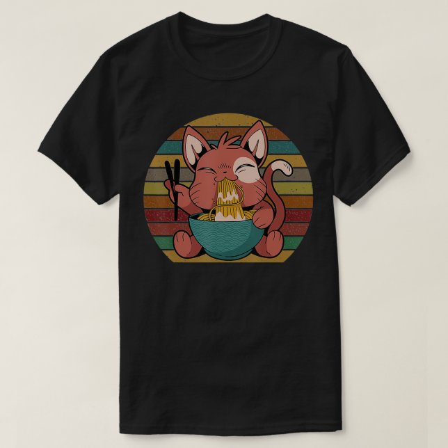 T-shirt Ramen Cat Neko Anime Kawaii Japonais Merch Cadeaux (Design devant)