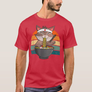 T-shirt Ramen Cat Neko Noodle Anime Kawaii Japonais drôle