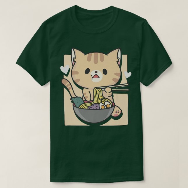 T-shirt Ramen Cat Otaku esthétique Kawaii  (Design devant)