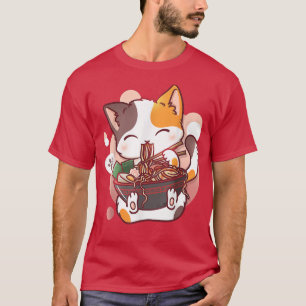 T-shirt Ramen Chat Anime Bowl Kawaii Neko Japonaises Fille
