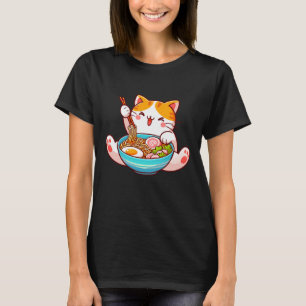T-shirt Ramen Chat Anime Kawaii Chat Manger Ramen