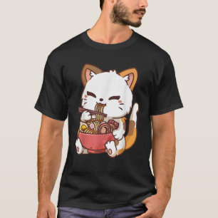 T-shirt Ramen Chat Anime Kawaii Chat Manger Ramen
